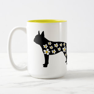 Boston Terrier Coffee Mug Retro Daisy Dogs 