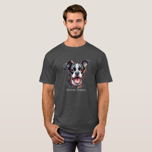 Boston Terrier Color Silhouette T_Shirt