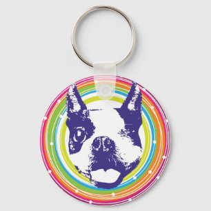 Boston Terrier - Colorful Circles Keychain