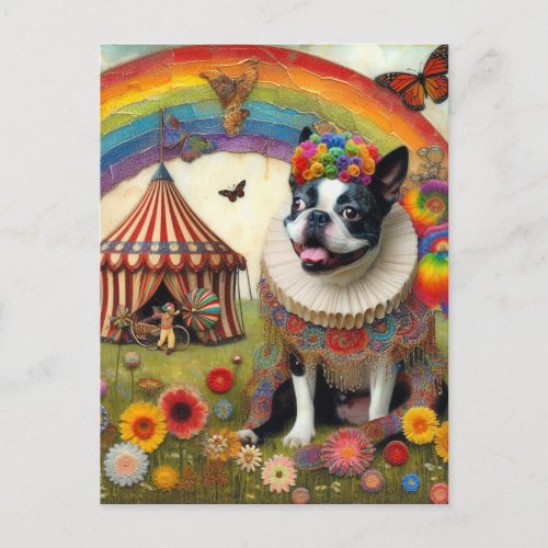 Boston Terrier Colorful Circus Postcard