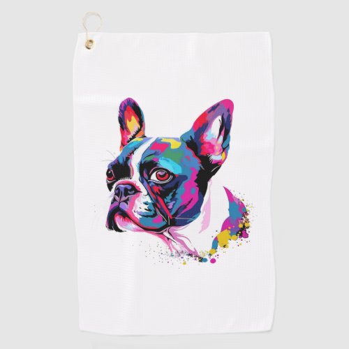 Boston Terrier Colorful Golf Towel