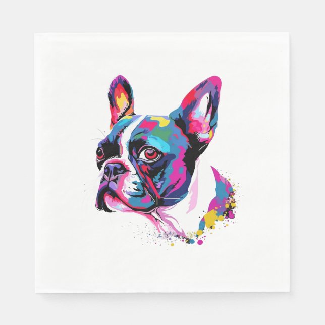 Boston Terrier Colorful  Napkins (Front)