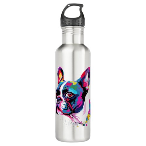 Boston Terrier Colorful Stainless Steel Water Bottle