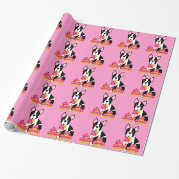 Boston Terrier Cupcakes Wrapping Paper by totallypainted at Zazzle