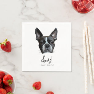 Boston Terrier Custom Dog Wedding Cocktail Napkins