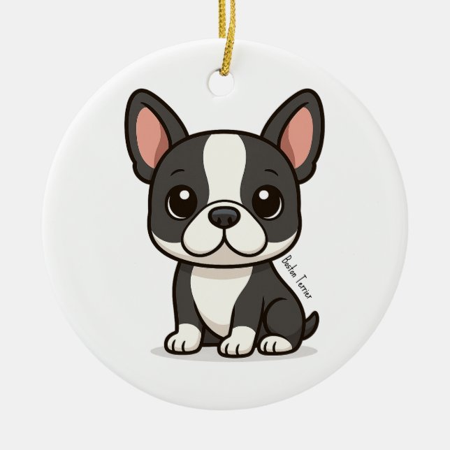 Boston Terrier Custom Name Ceramic Ornament (Front)