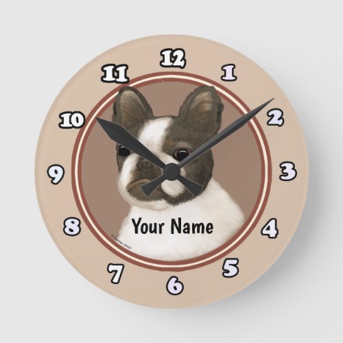 Boston Terrier custom name Round Clock