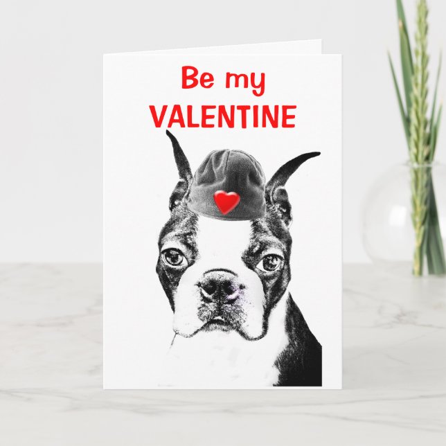 BOSTON TERRIER - Custom Valentines Day Card (Front)