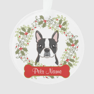 Boston Terrier Customizable Ornament