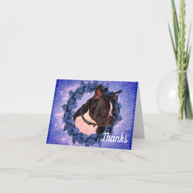 Boston Terrier Customizable Thank You Card (Front)