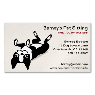 Boston Terrier   Cute Cartoon Dog Magnetic Business Card