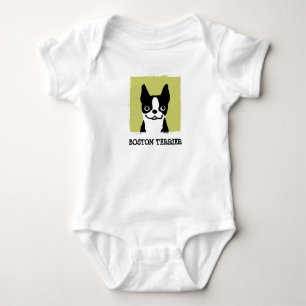 Boston Terrier Cute Dog Face Baby Bodysuit