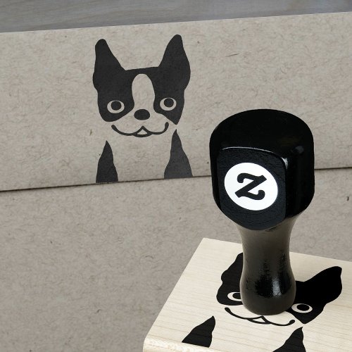 Boston Terrier Cute Dog Face Rubber Stamp