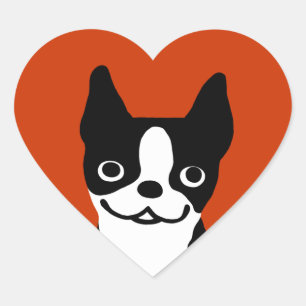 Boston Terrier - Cute Dog Heart Sticker