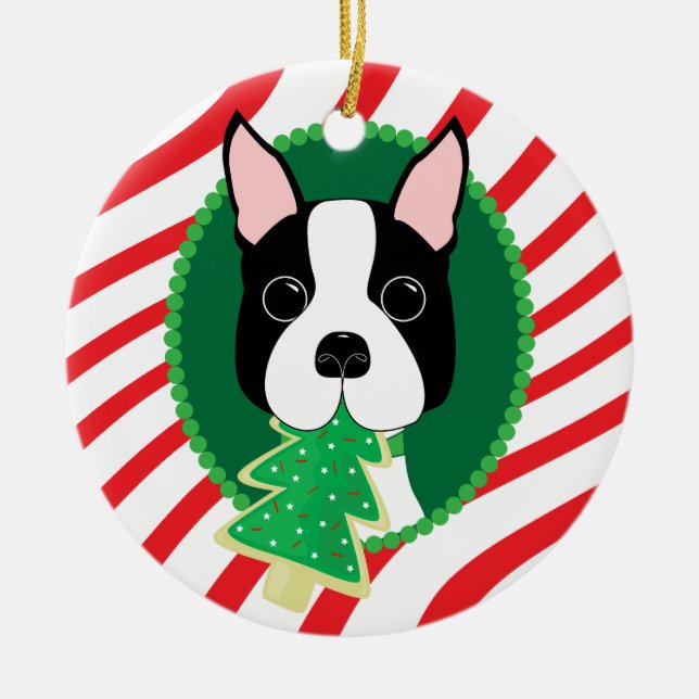 Boston Terrier Cute Dog Ornament (Front)