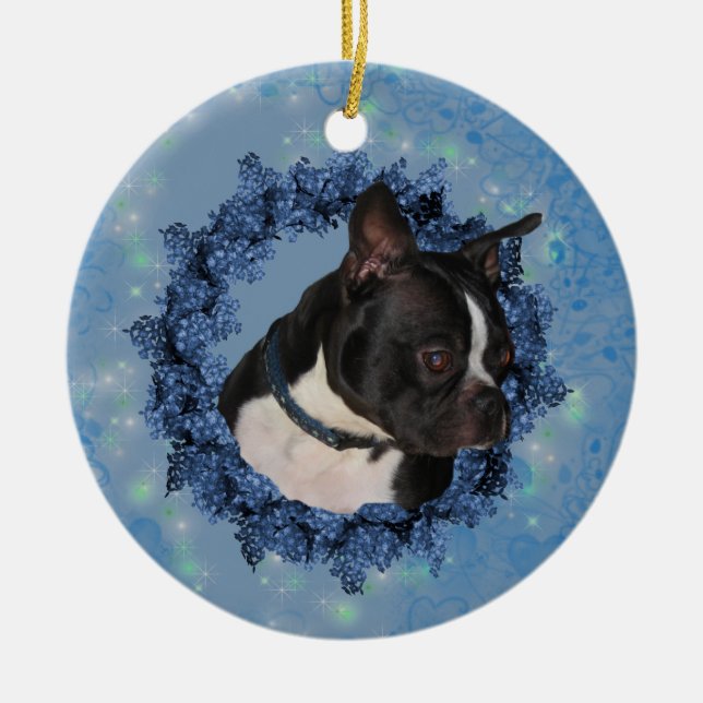 Boston Terrier Cute Dog Ornament (Front)