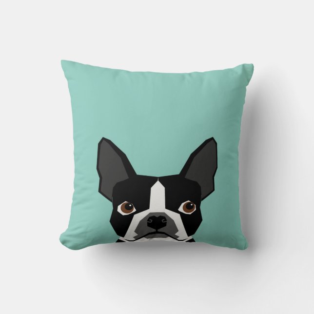 Boston Terrier - Cute dog pet art illustration Throw Pillow (Front)