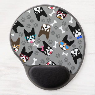 Boston Terrier Cute Mustache Funny Faces Gel Mouse Pad