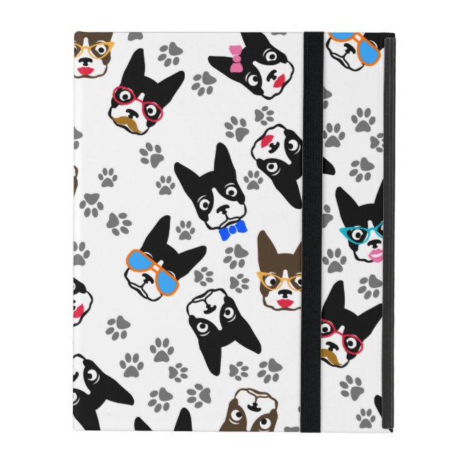 Boston Terrier Cute Mustache Funny Faces iPad Folio Case (Front Closed)