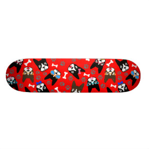 Boston Terrier Cute Mustache Funny Faces Skateboard