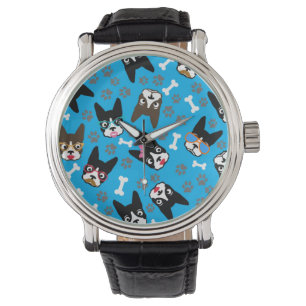 Boston Terrier Cute Mustache Funny Faces Watch