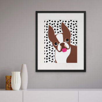 Boston Terrier Cute Retro Modern Poster by DoodleDeDoo at Zazzle