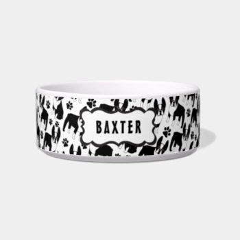 Boston Terrier Cute With Your Dog's Name Bowl by DoodleDeDoo at Zazzle