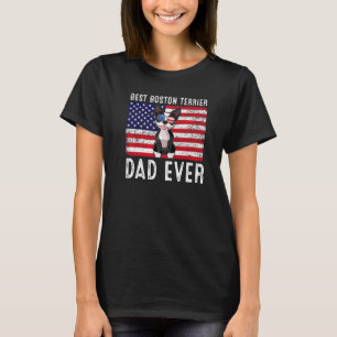 Boston Terrier Dad Usa American Flag Boston Terrie T-Shirt