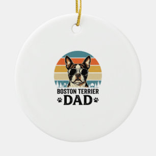 Boston Terrier Dad Vintage Dog Lover Design_1 Ceramic Ornament