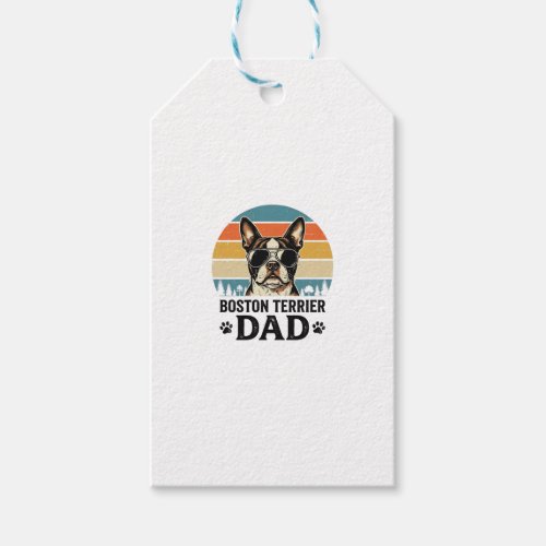Boston Terrier Dad Vintage Dog Lover Design_1 Gift Tags