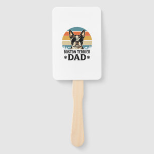 Boston Terrier Dad Vintage Dog Lover Design_1 Hand Fan