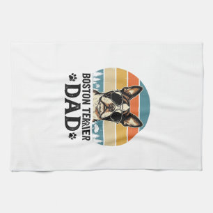 Boston Terrier Dad Vintage Dog Lover Design_1 Kitchen Towel