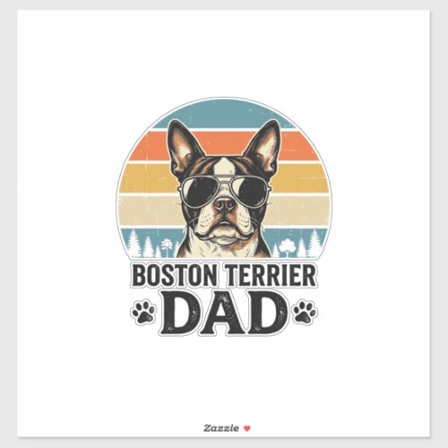 Boston Terrier Dad Vintage Dog Lover Design_1 Sticker