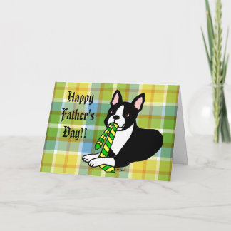 Boston Terrier Daddy 1 Plaid Card