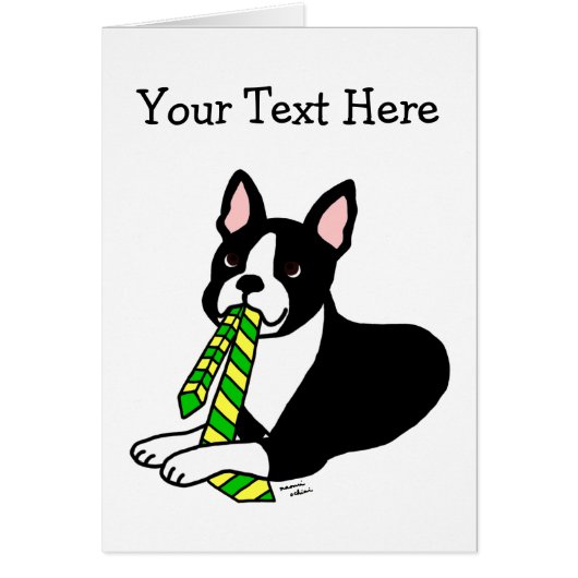 Boston Terrier Daddy with Tie 1 Cards (Front)