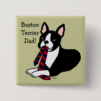 Boston Terrier Daddy with Tie 2 Button