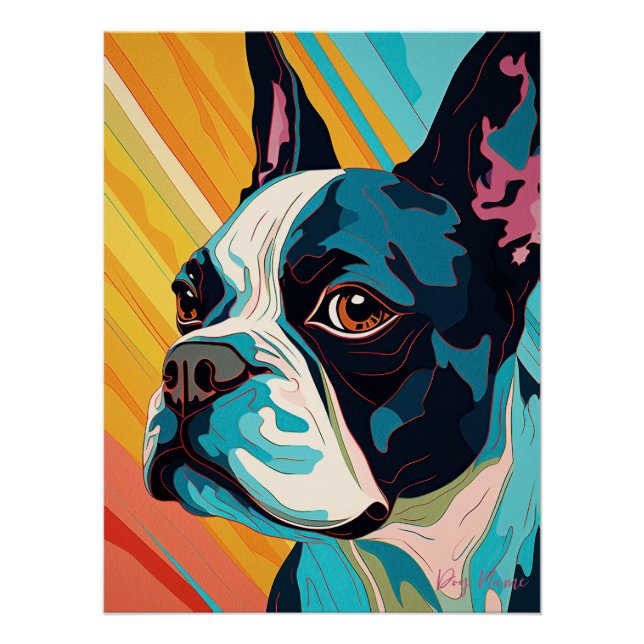 Boston Terrier Dog 004 - Bruno Pokopen Poster (Front)