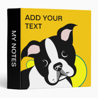 Boston Terrier Dog 3 Ring Binder