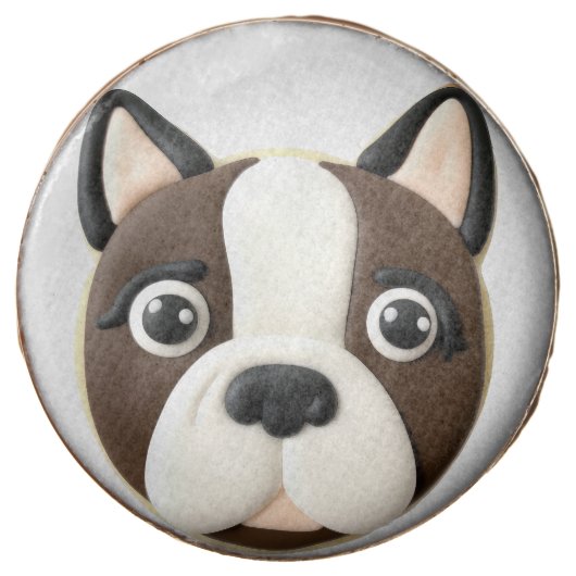 Boston Terrier Dog 3D Inspired Chocolate Covered Oreo (Front)