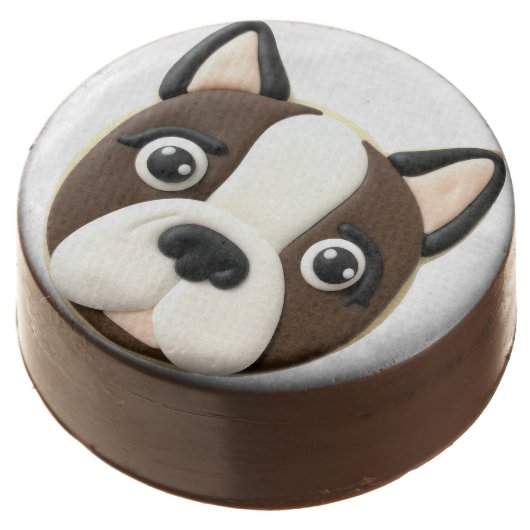 Boston Terrier Dog 3D Inspired Chocolate Covered Oreo (Angled)