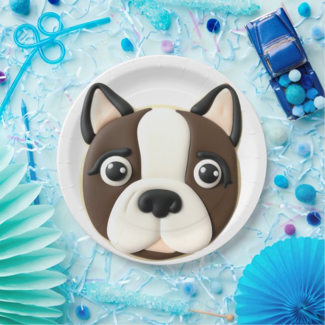 Boston Terrier Dog 3D Inspired Paper Plates (Party)