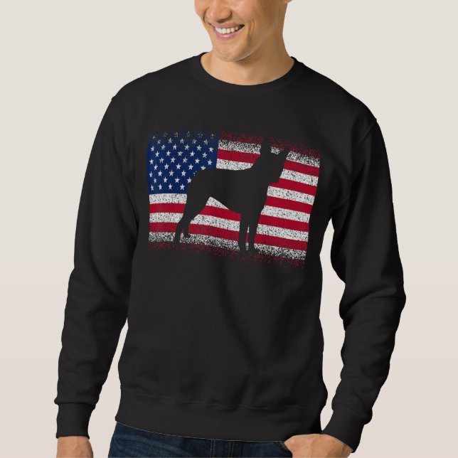 Boston Terrier Dog & American Flag Patriotic July  Sweatshirt (Front)