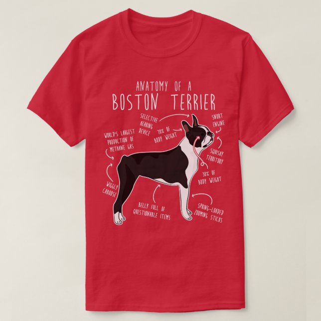 Boston Terrier Dog Anatomy T-Shirt (Design Front)