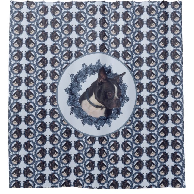 Boston Terrier Dog Animal  Shower Curtain (Front)