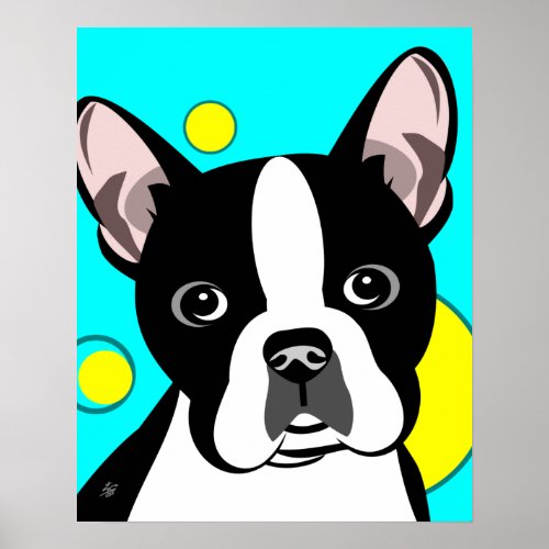 Boston Terrier Dog Art Poster