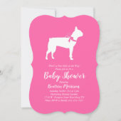 Boston Terrier Dog Baby Shower Pink Girl Invitation (Front)