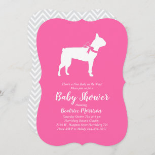 Boston Terrier Dog Baby Shower Pink Girl Invitation