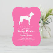 Boston Terrier Dog Baby Shower Pink Girl Invitation (Standing Front)