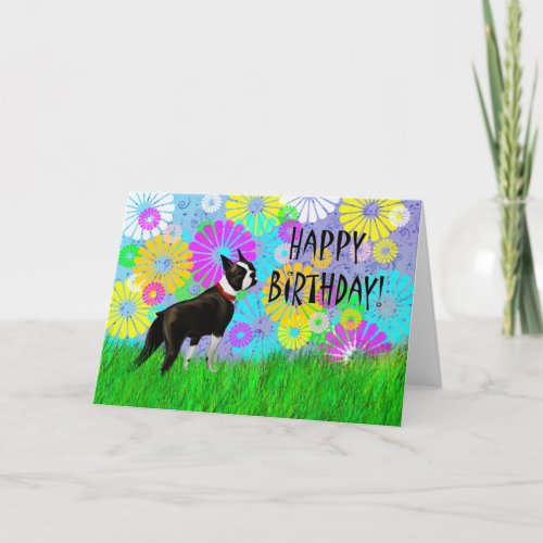 Boston Terrier Dog Birthday Card