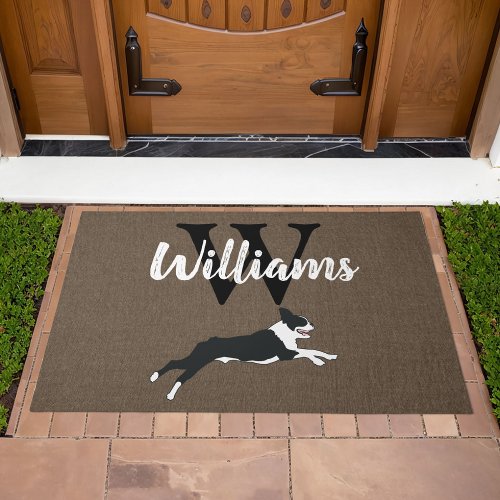 Boston Terrier Dog Breed Monogram Last Name      Doormat